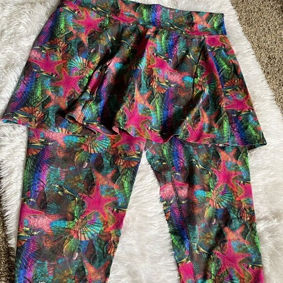 Donajo Modest Skirted Crop Leggings Turtles Starfish Women’s Size 3 Multicolor - Picture 7 of 9